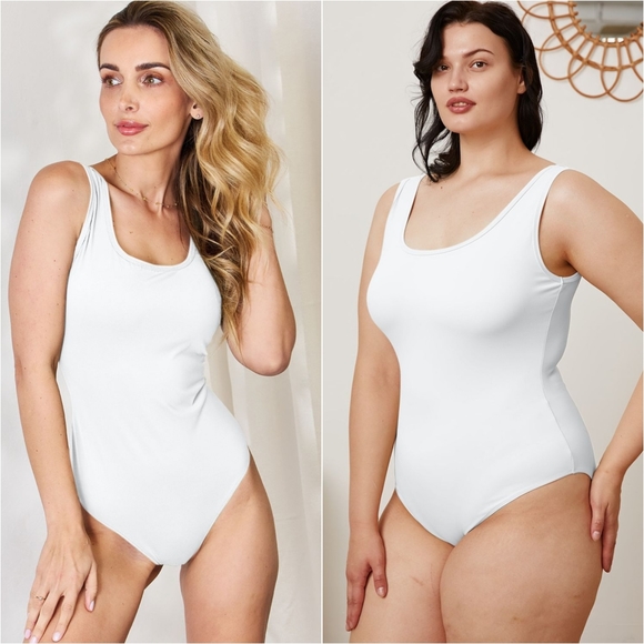Natalie Square Neck Bodysuit - White - Picture 1 of 10